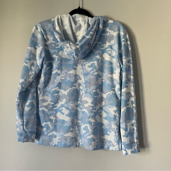 Wake & Wear by Ink & Ivy blue camo camouflage hoodie sweatshirt size small - Picture 2 of 3
